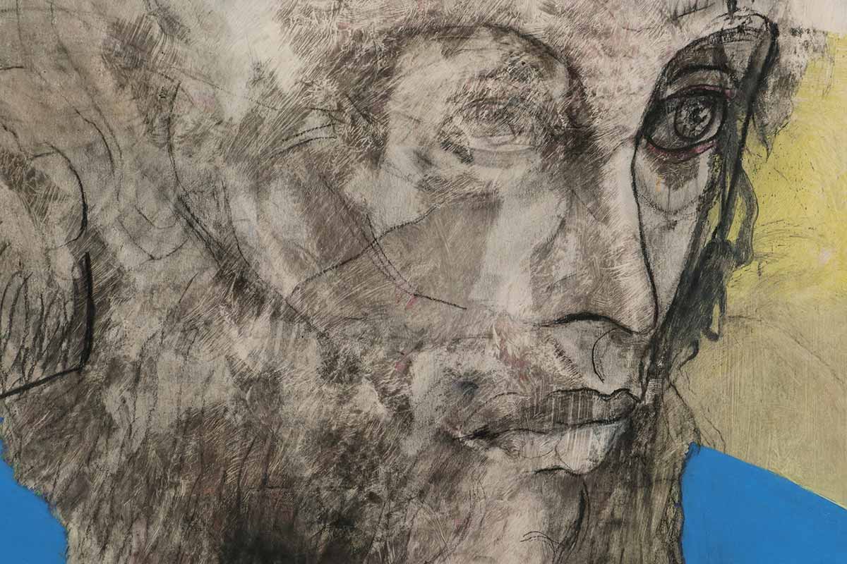 Nicolas-Pierre Réveillard, tableau “Incarnation” (detail) // 64 x 64cm // fusain, pastel, acrylique sur carton ∼ charcoal, pastel, acrylic on carton // 2015, Nantes.